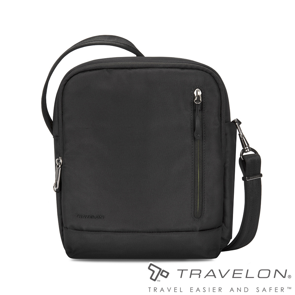 TRAVELON _美國防盜包_URBAN防盜城市斜背包TL-43496黑/單肩包/斜肩包/方形包/商務休旅包