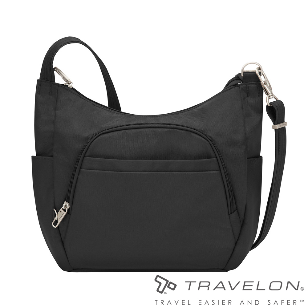 TRAVELON _美國防盜包_經典防盜側背包TL-42757黑/斜背包/斜肩包/休閒旅遊包