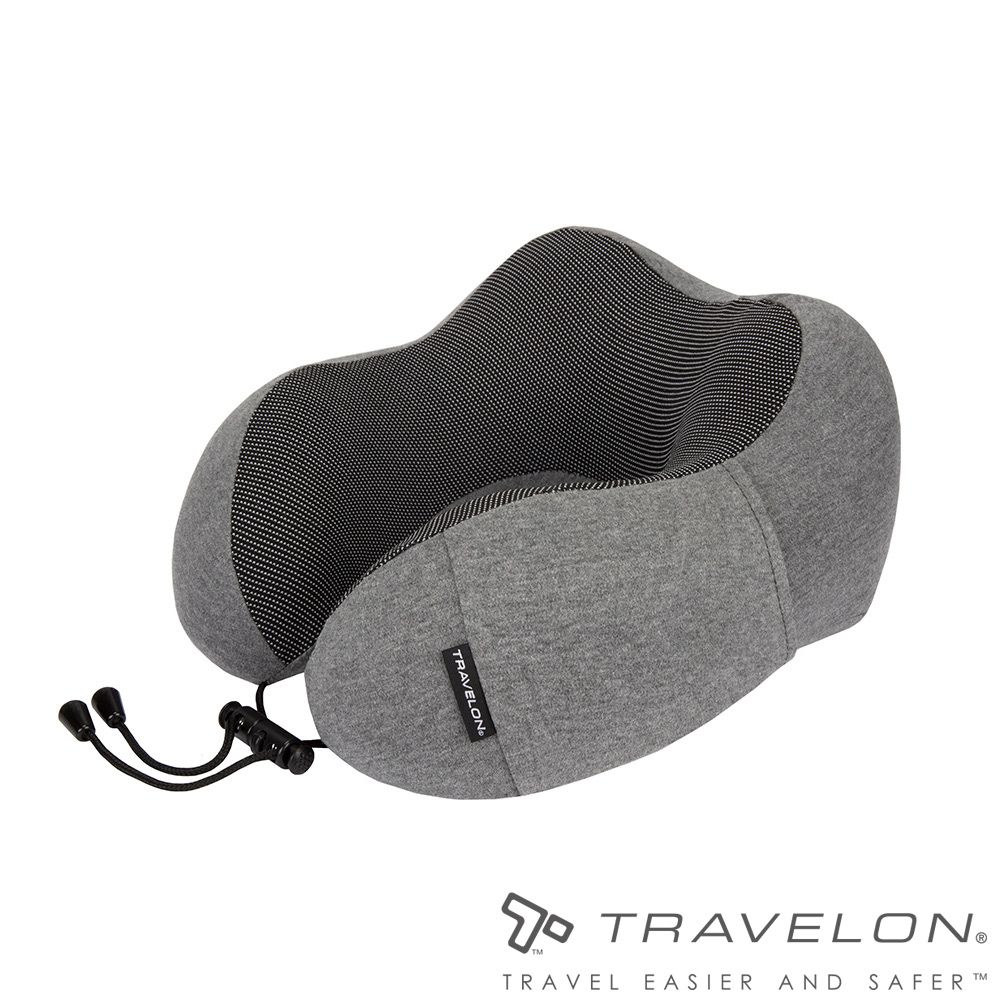 TRAVELON _美國品牌_旅行記憶頸枕TL-13483灰/長途旅遊/小憩必備