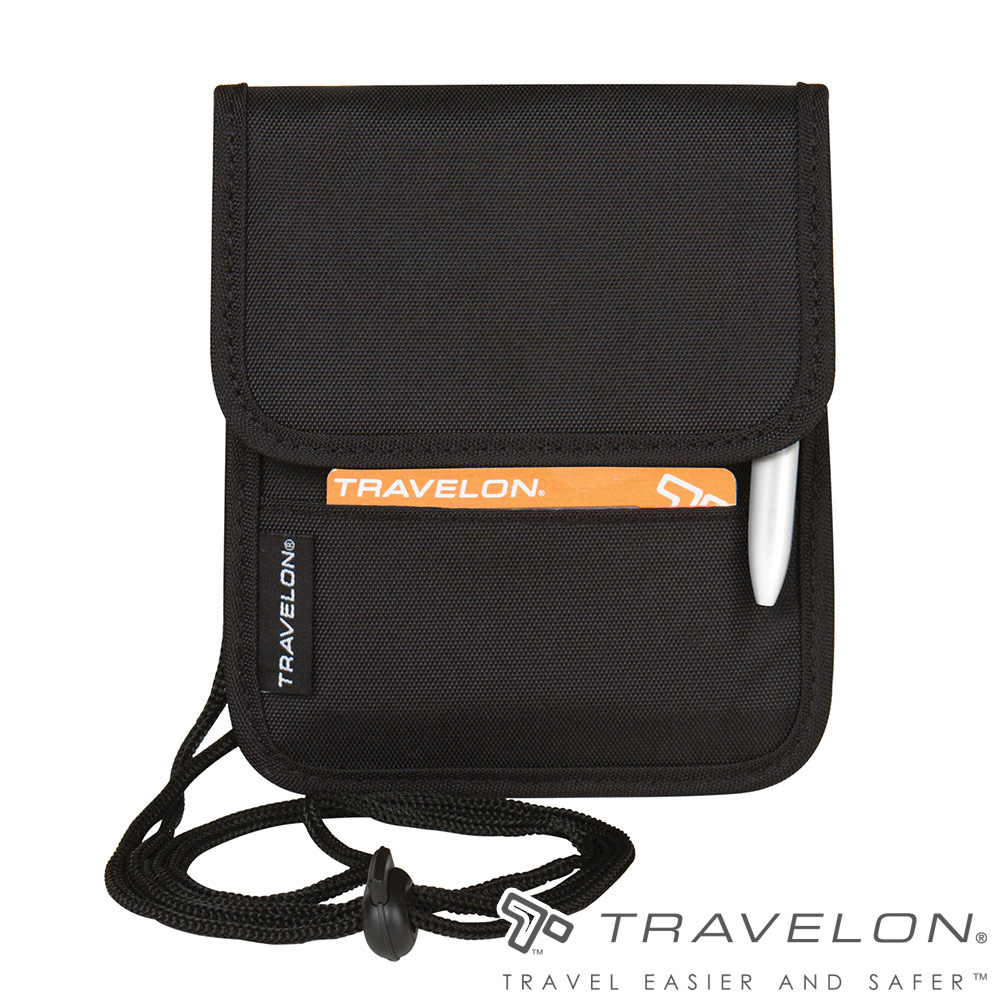 TRAVELON _美國防盜包_頸掛式防盜錢包TL-42764黑/出國旅遊貼身隨身包/護照包