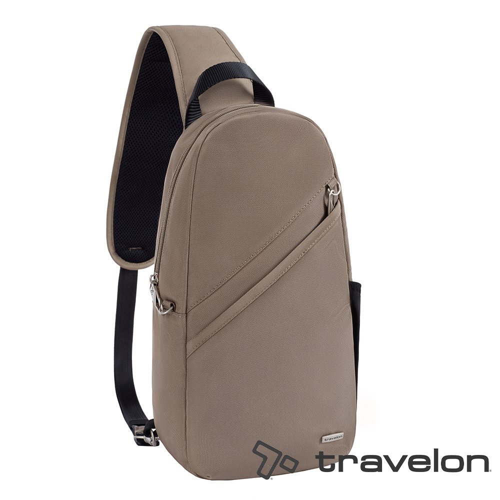 TRAVELON _美國防盜包_Classic 防盜斜背包TL-42887N榛果棕/日常通勤包/休閒旅遊包/胸前包