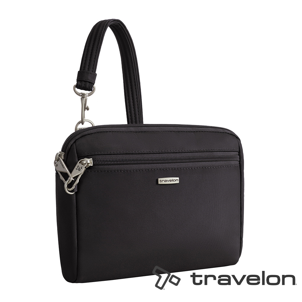 TRAVELON _美國防盜包_Classic腰包/斜背包兩用包TL-43227N炭黑/日常休閒旅遊包/方形小包