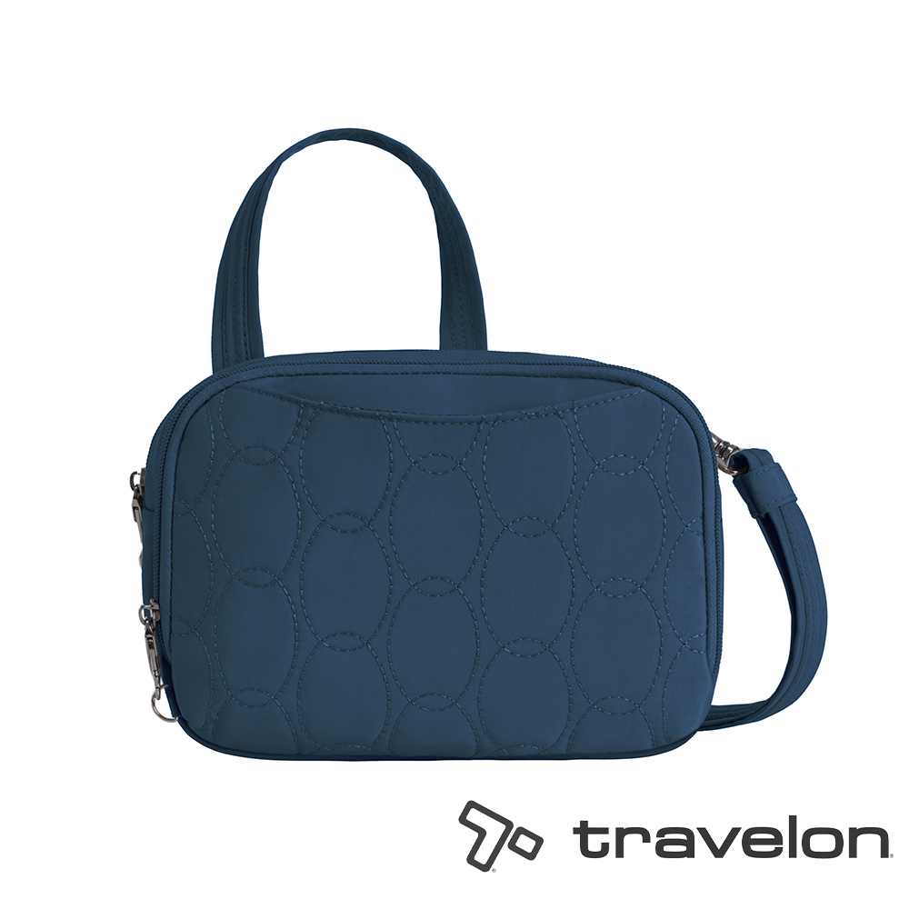TRAVELON _美國防盜包_Runways防盜斜背包TL-43714藍/小方包/單肩包/日常休閒旅遊包