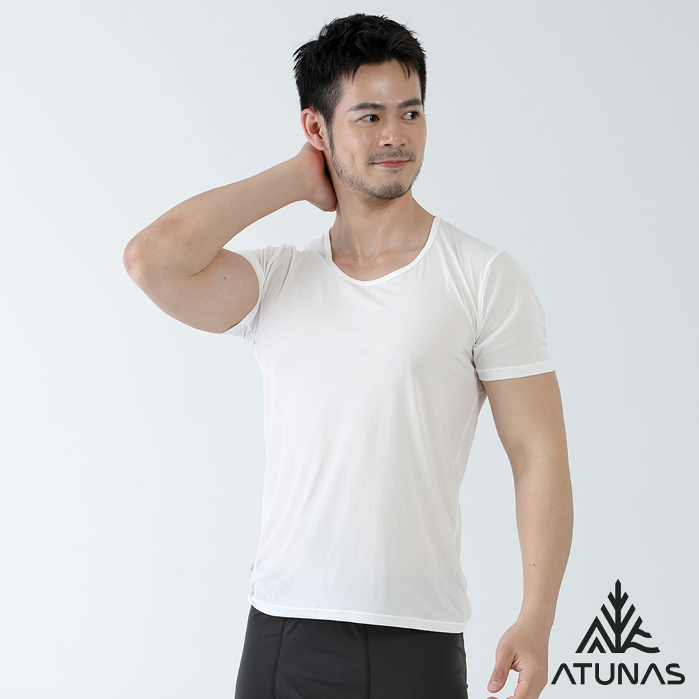 ATUNAS 歐都納 男款零著感抑菌涼感短袖內衣/內著衣A1UCGZ01M白/輕薄貼身/透氣乾爽/吸濕排汗