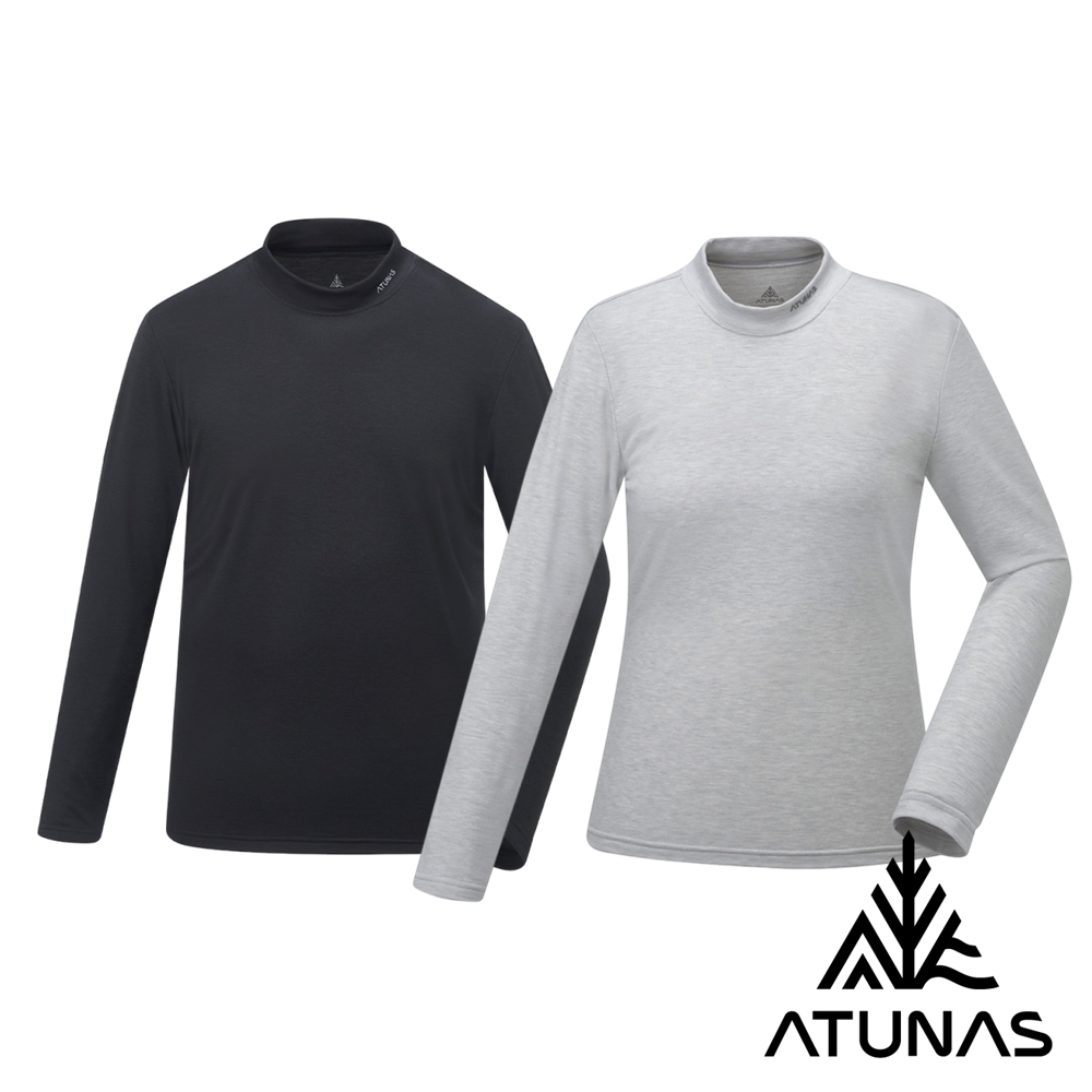 ATUNAS 歐都納 男女款石墨烯抑菌蓄熱立領內著衣A1UCGZ06M/A1UCGZ07W/黑、淺灰