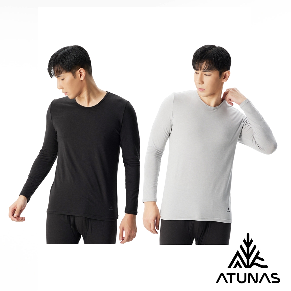 ATUNAS 歐都納 男款石墨烯蓄熱圓領貼身內著衣/發熱衣A1UCDD01M黑、灰