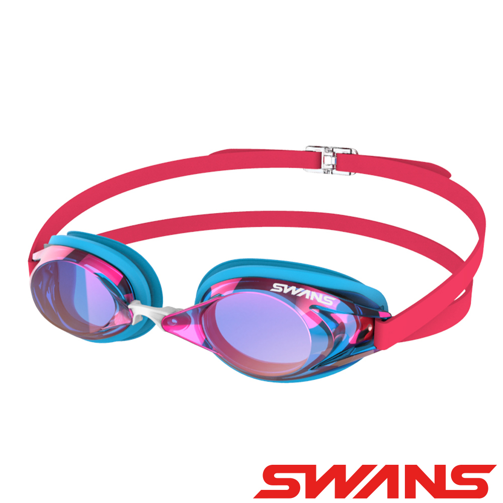 SWANS _日本_泳鏡SR-2MEV藍桃紅/抗UV/防霧/偏光/矽膠
