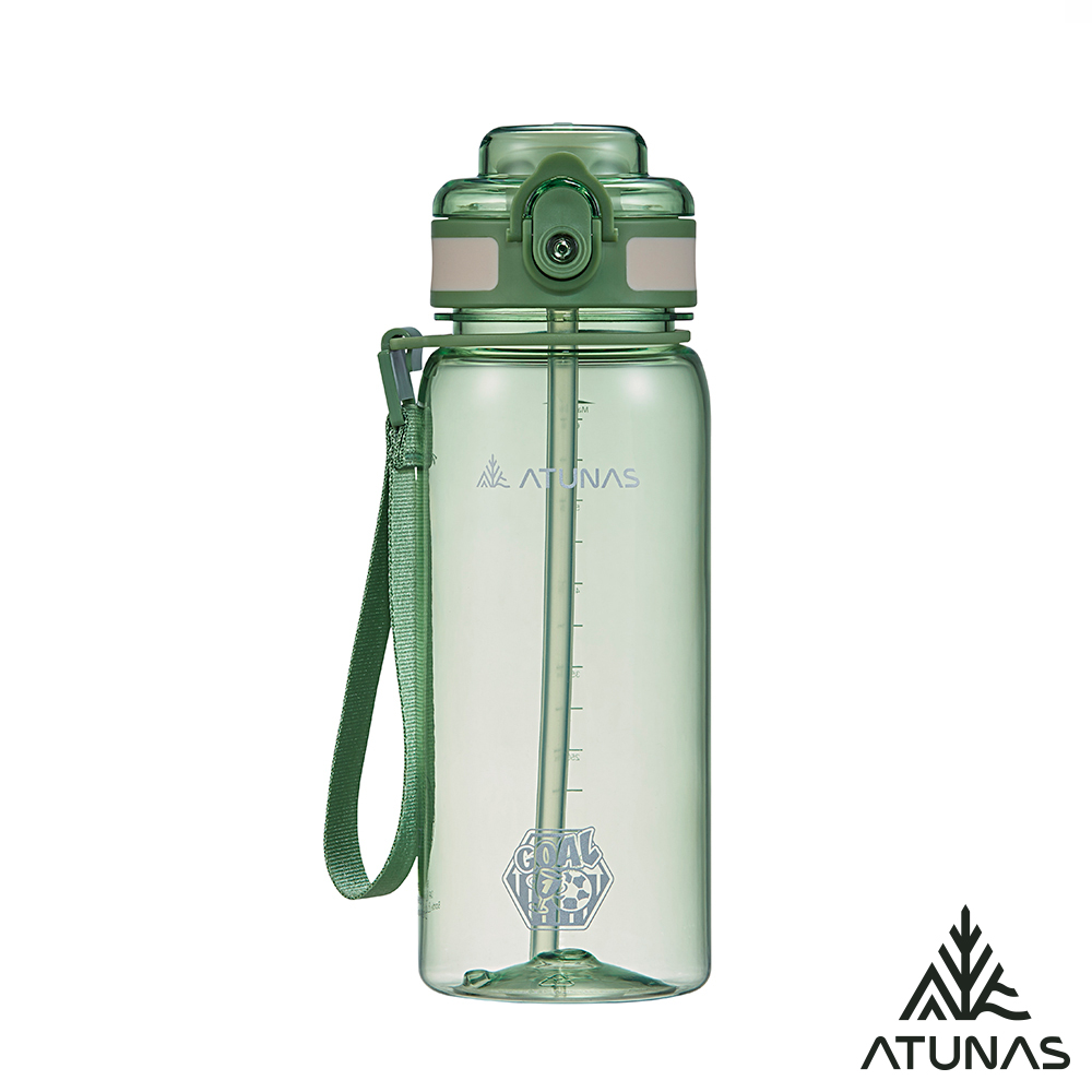 ATUNAS 歐都納 _足球盛典_好GOAL力吸管運動水瓶/彈蓋式透明水壺/780ML/A6KT2601N果綠