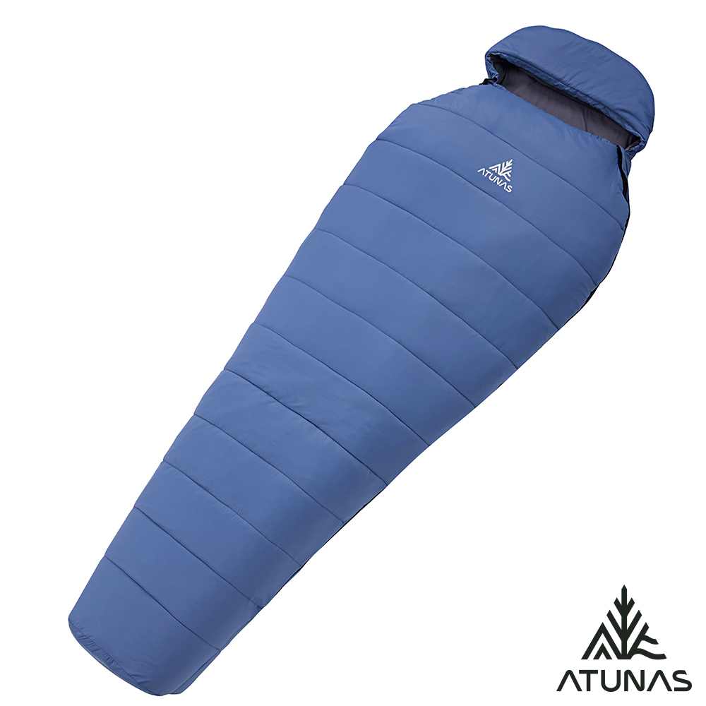 ATUNAS 歐都納 900 PRIMALOFT科技纖維睡袋A1SBHH03N霧藍/灰/登山露營/木乃伊型睡袋/蛹式睡袋