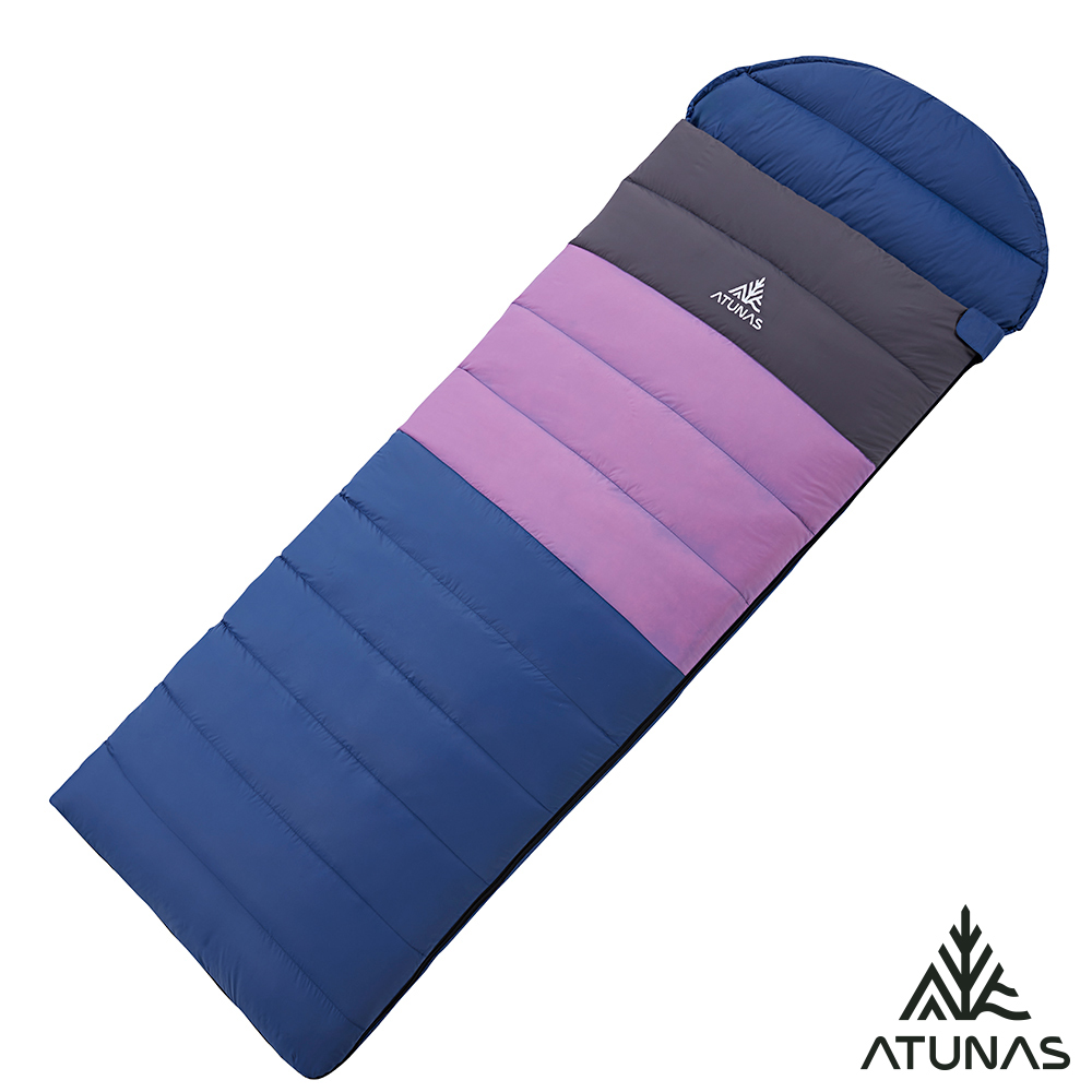 ATUNAS 歐都納 350自然系羽絨輕量保暖睡袋A1SBHH04N藍/灰/紫/登山露營/信封式睡袋