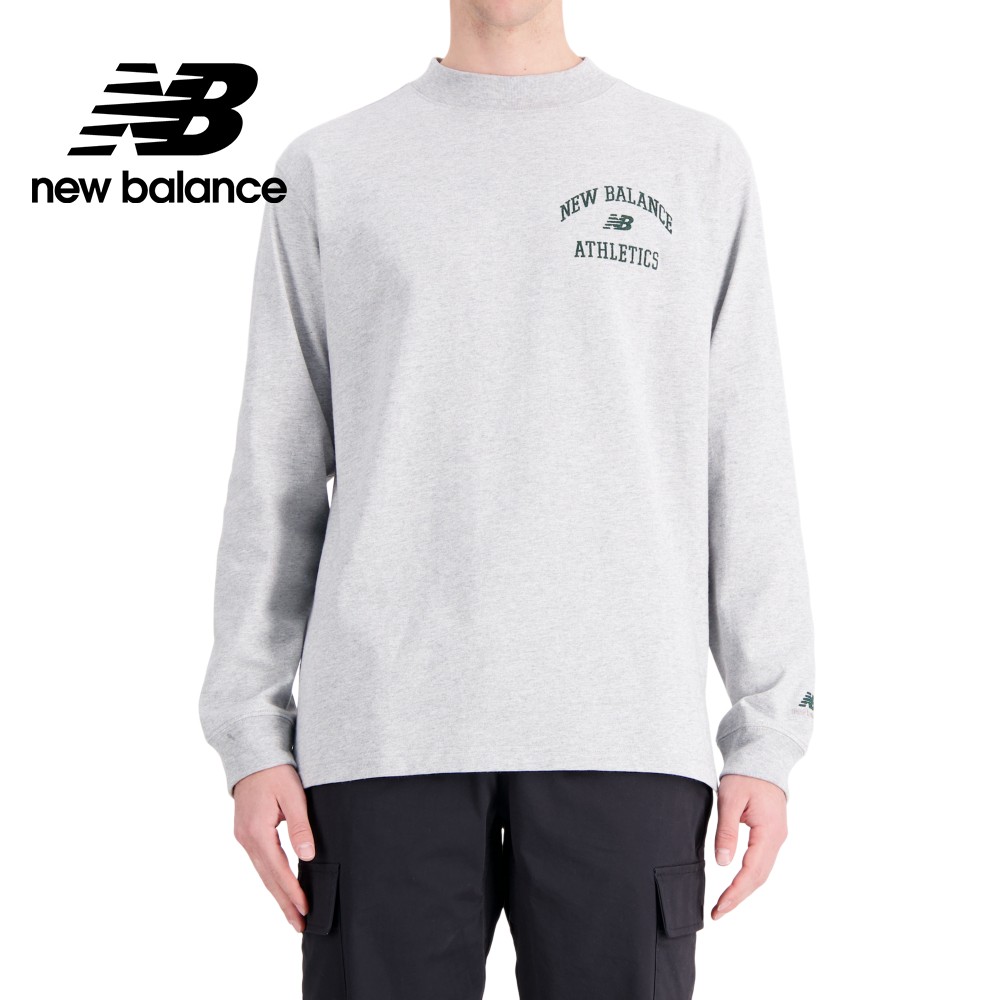 New Balance 紐巴倫 學院風LOGO長袖上衣_男性_灰色_MT33552AG