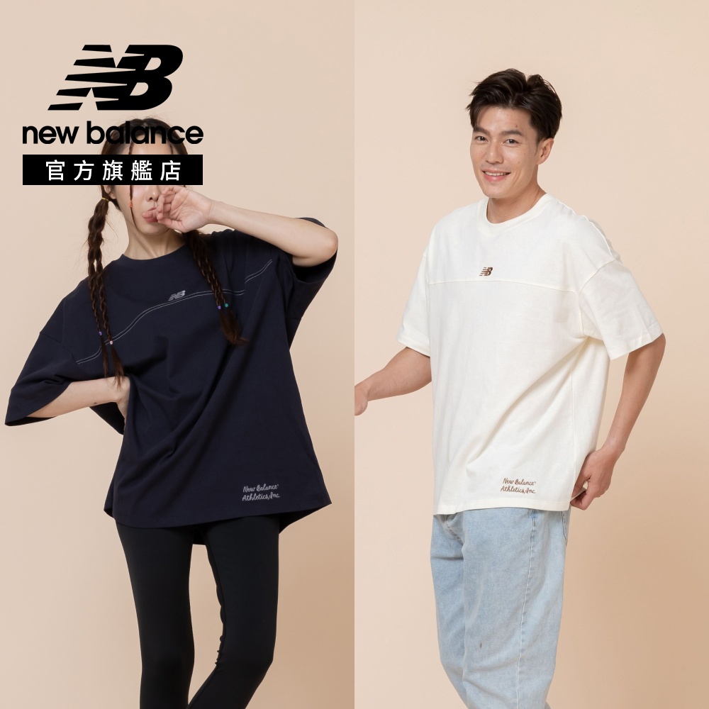 New Balance 紐巴倫 [New Balance]LOGO短袖上衣_男性_米白色_MT62L4FVAGA