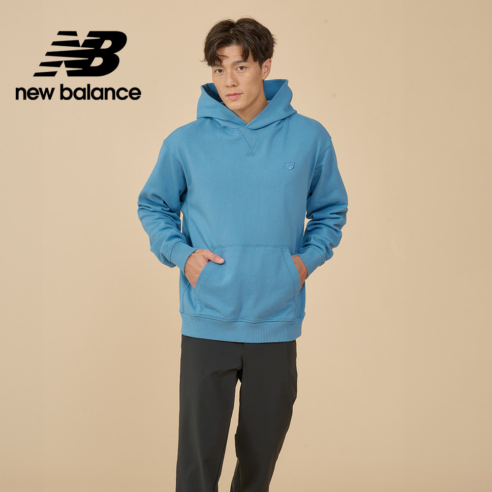 New Balance 紐巴倫 [New Balance]小LOGO連帽長袖上衣_男性_藍色_MT41534HEB