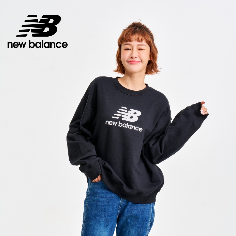 New Balance 紐巴倫 NB大學T衛衣長袖上衣_女性_黑色_WT41503BK