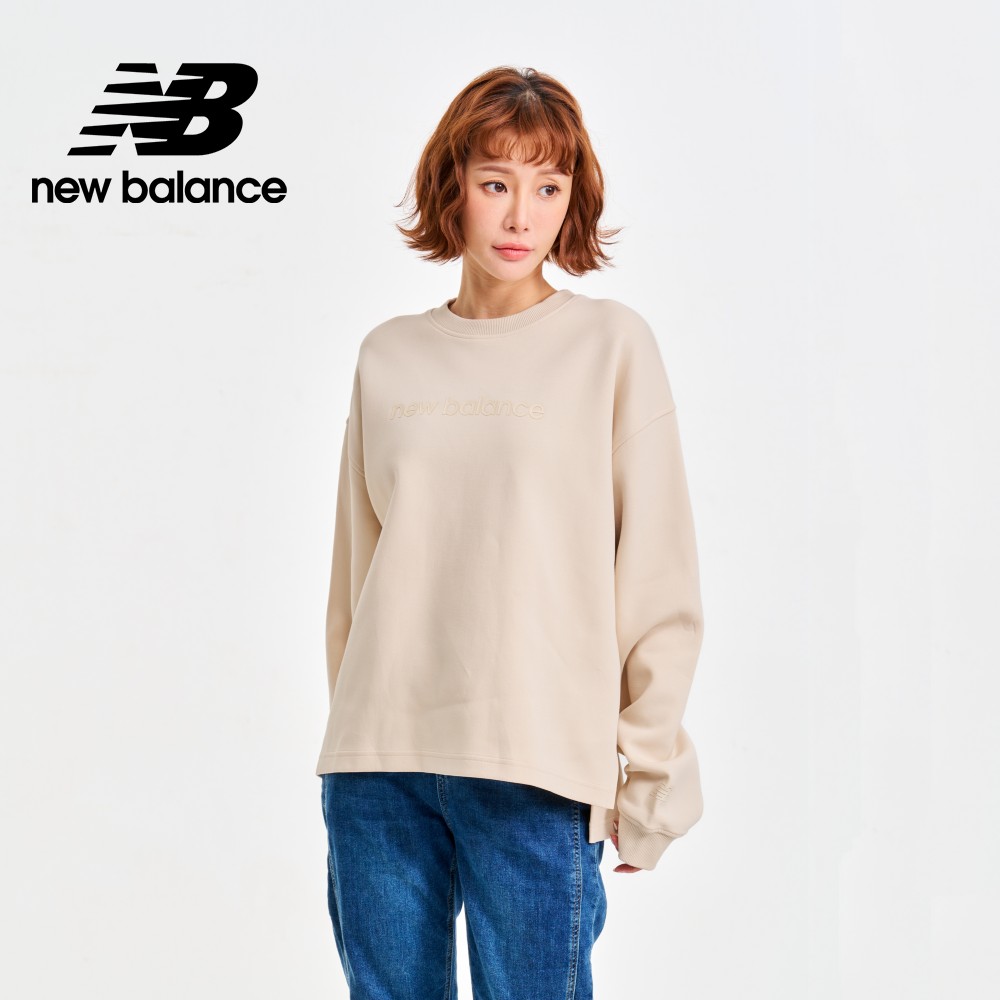 New Balance 紐巴倫 前短後長太空棉長袖上衣_女性_杏色_WT41556LIN