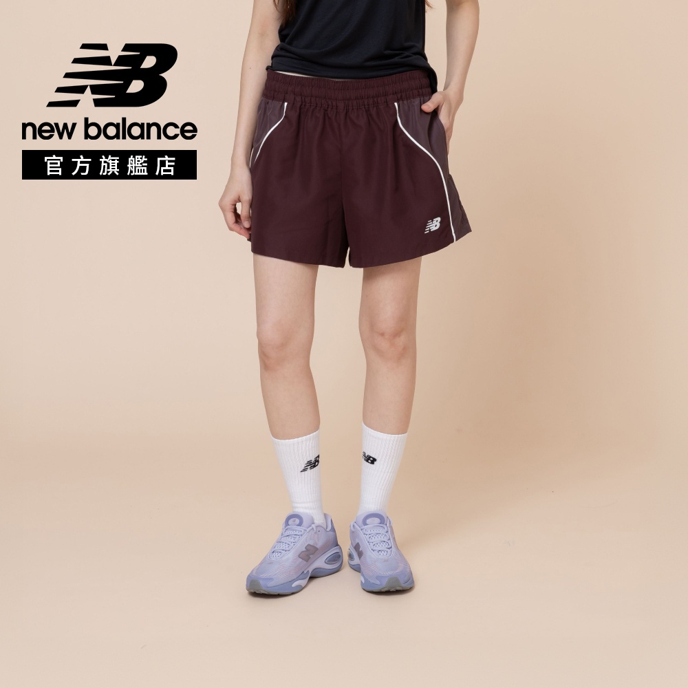 New Balance 紐巴倫 [New Balance]防潑水撞色滾邊短褲_女性_棗紅色_WB6260DMYLR 版型偏大