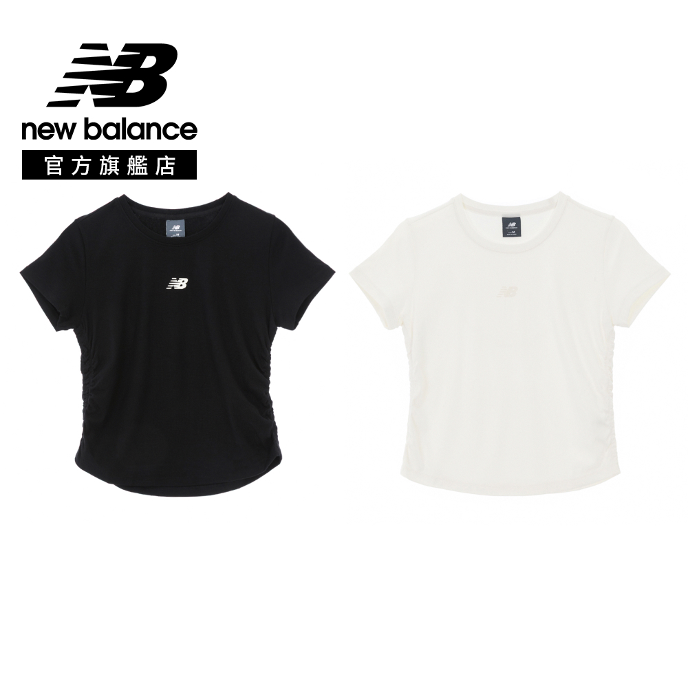 New Balance 紐巴倫 [New Balance]側邊抓皺修身短袖上衣_女性_黑色_WT62Q1YNBK 版型正常