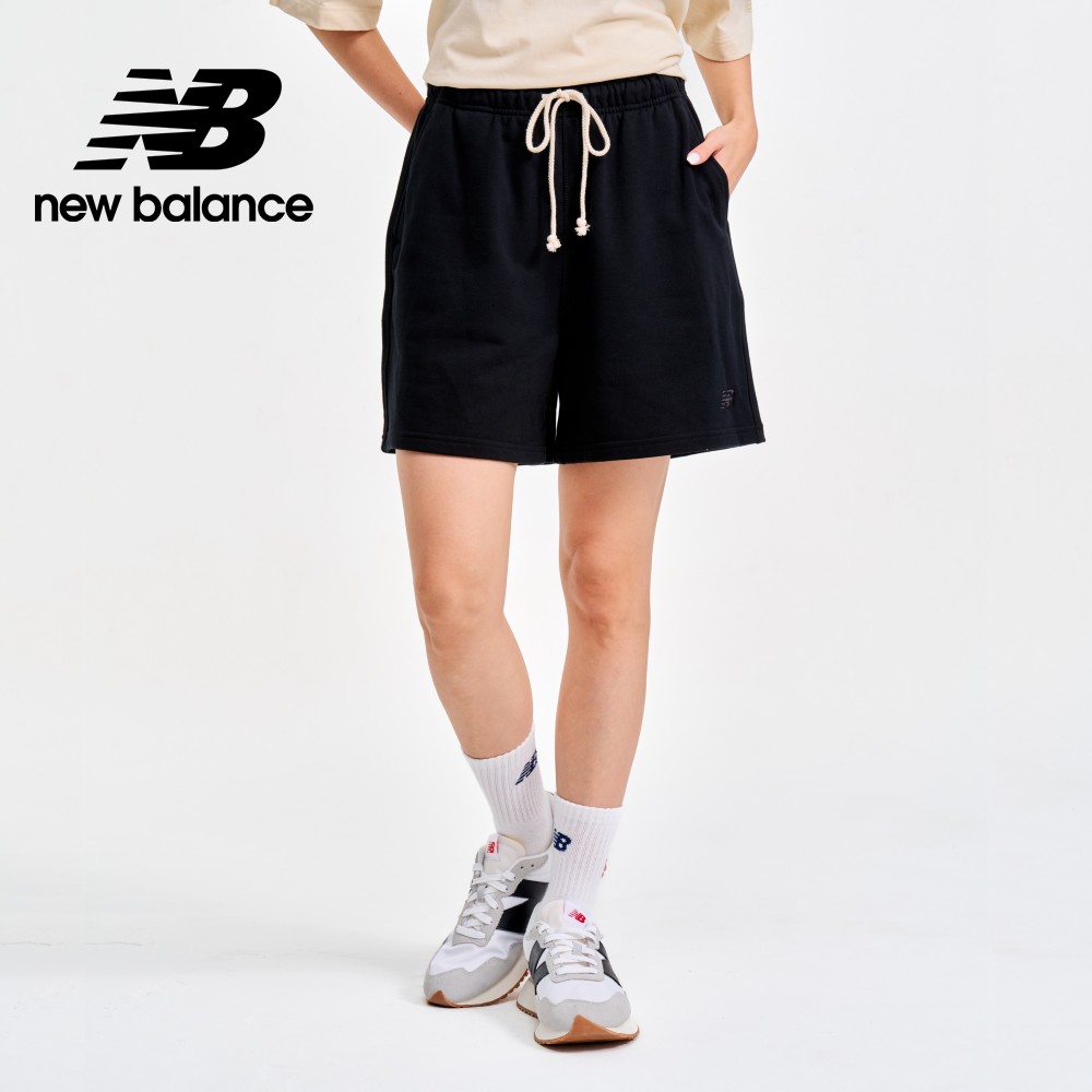New Balance 紐巴倫 鬆緊抽繩棉質短褲_女性_黑色_WS41508BK