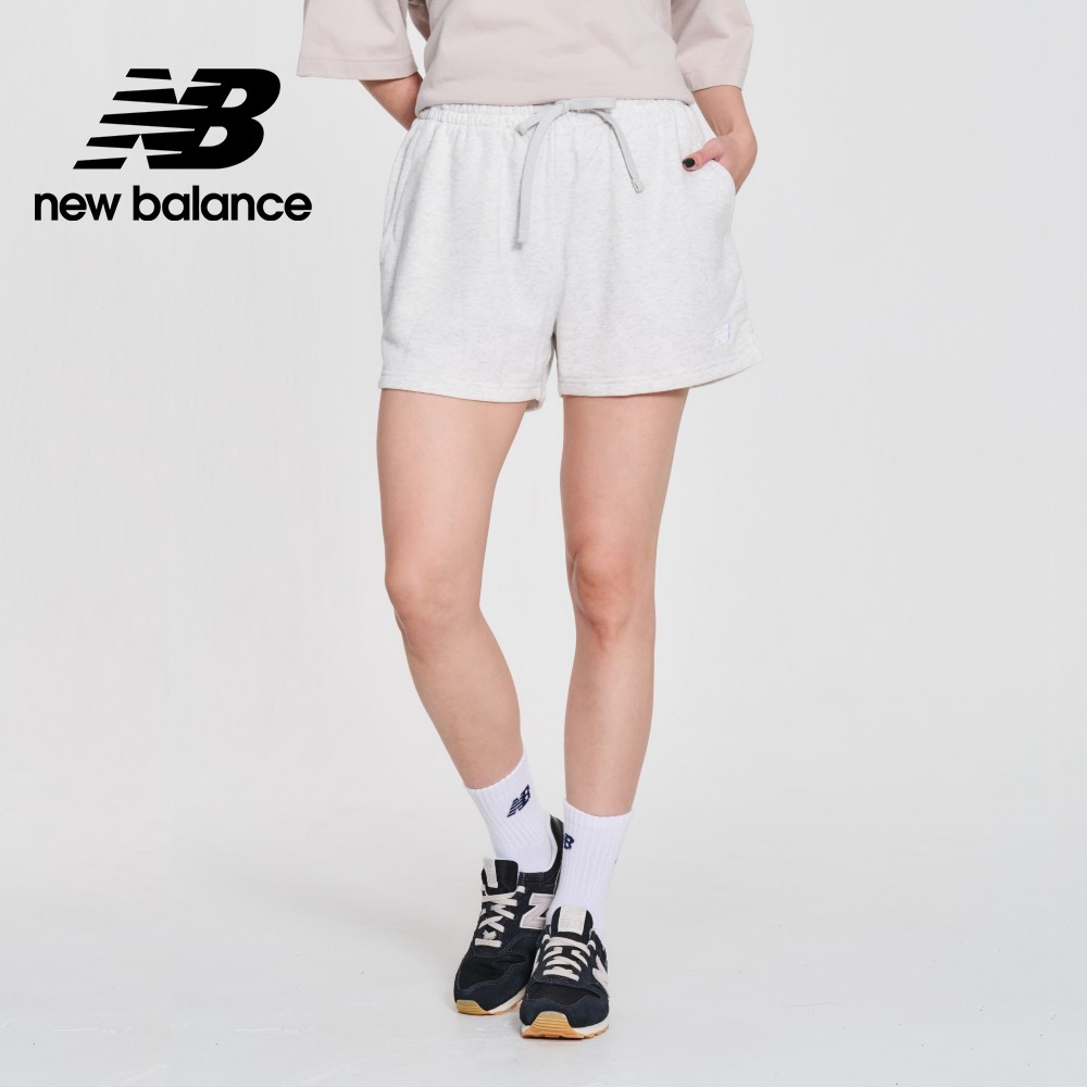 New Balance 紐巴倫 刺繡小LOGO棉質短褲_女性_淺灰色_WS41500AHH