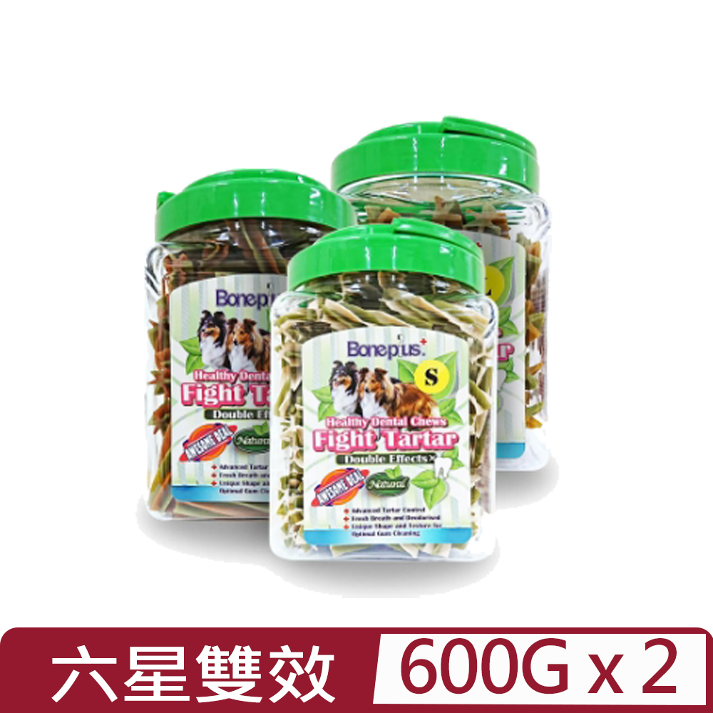 【2入組】Bone Plus -六星雙效草本潔牙棒 (起司/軟骨/薄荷) 小桶裝-S/M/L 600g