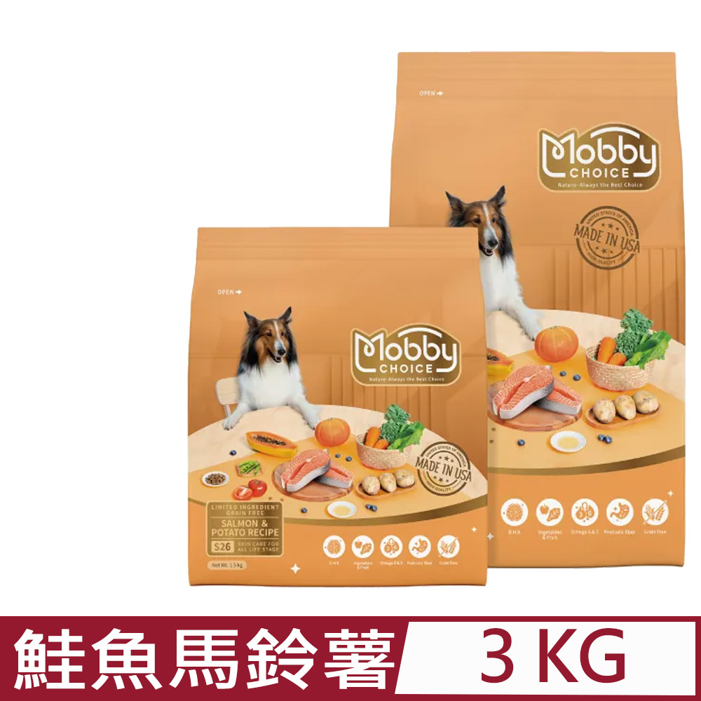 美國Mobby 莫比自然食S26 鮭魚馬鈴薯全齡犬無穀食譜3kg 1 5kg 2 包3kg