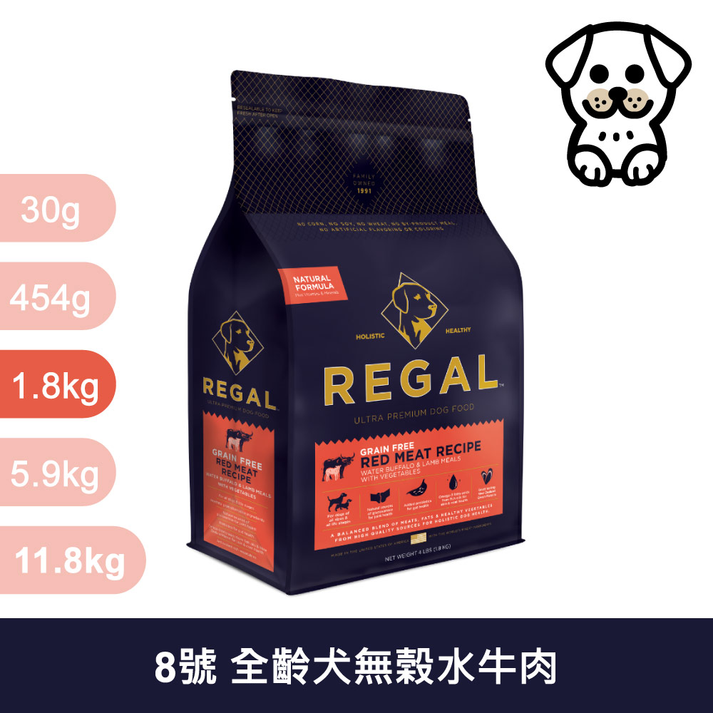REGAL 芮格爾 RD8 全齡犬 無榖水牛肉 高纖配方 1.8kg
