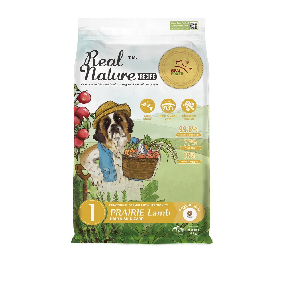 REAL POWER 瑞威寵糧 全犬1號 -草原羊肉 亮毛溫和配方4KG(狗飼料/犬飼料/犬糧)