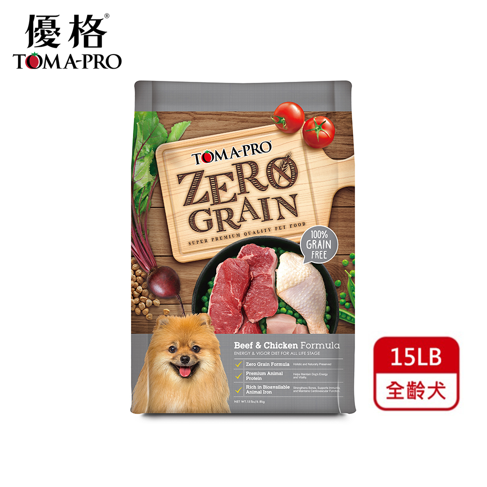 TOMA-PRO 優格 零穀 全齡犬 活力牛肉雞肉配方15LB