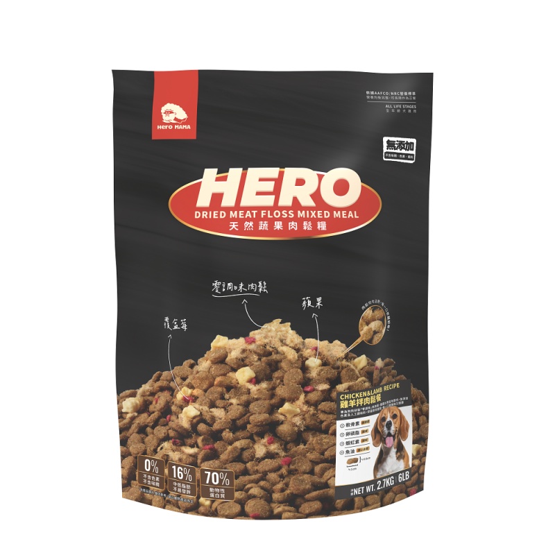 HeroMama 天然蔬果肉鬆糧 雞羊拌肉鬆 2.7kgX2包入