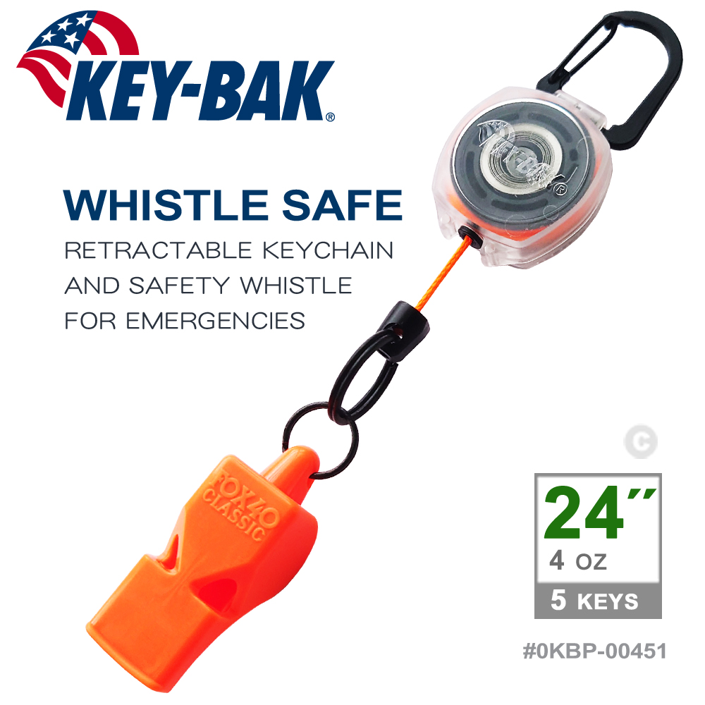 KEY-BAK Sidekick系列 24"  Whistle Safe伸縮鑰匙圈+安全哨(#0KBP-00451)