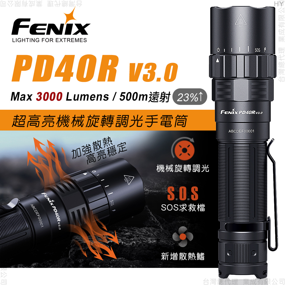 Fenix PD40R V3.0 超高亮機械旋轉調光手電筒