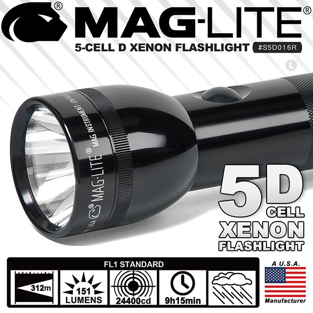 MAG-LITE 5-CELL D XENON 手電筒 #S5D016R