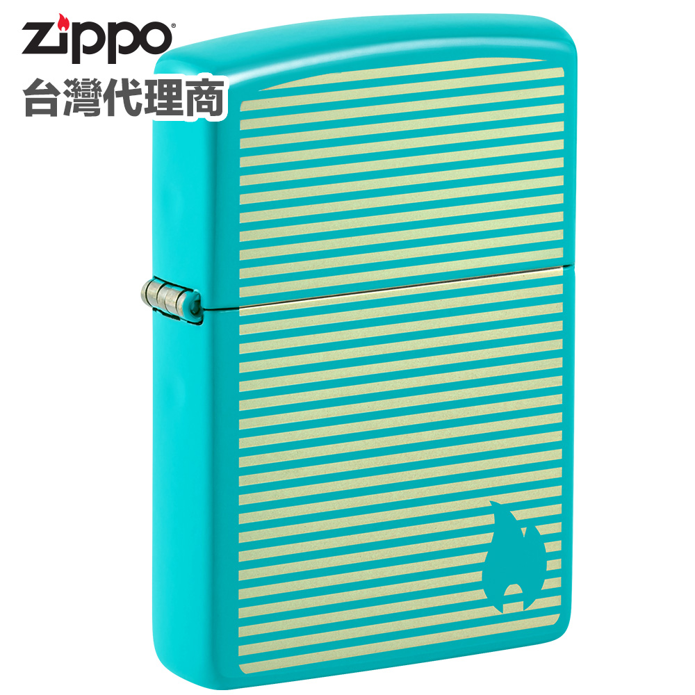 Zippo 下殺7折＊加碼送2罐燃油 Flat Turquoise Laser Engrave 防風打火機