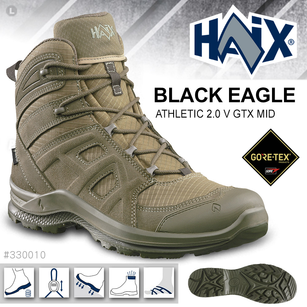 HAIX BLACK EAGLE Athletic 2.0V GTX MID 黑鷹運動中筒鞋(草綠色) (#330010)