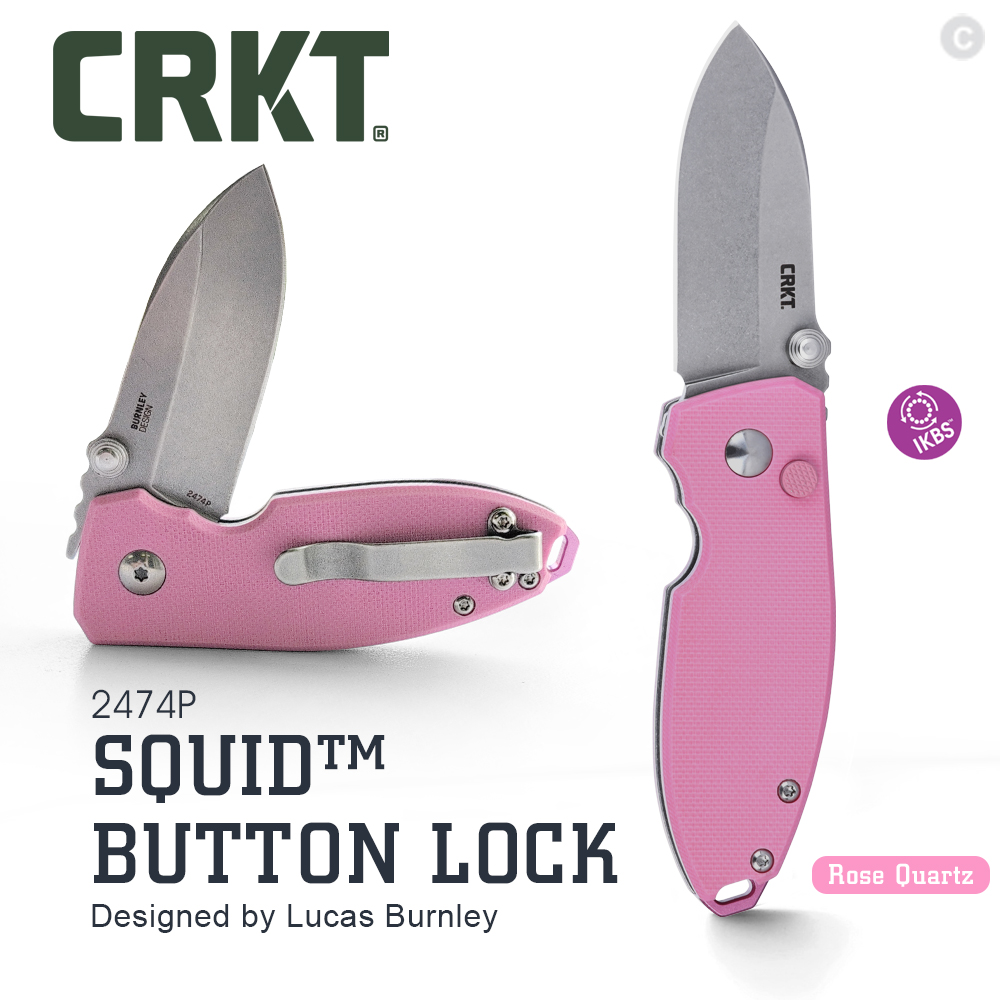 CRKT Squid Button Lock 折刀 / 粉紅色刀柄 (#2474P)