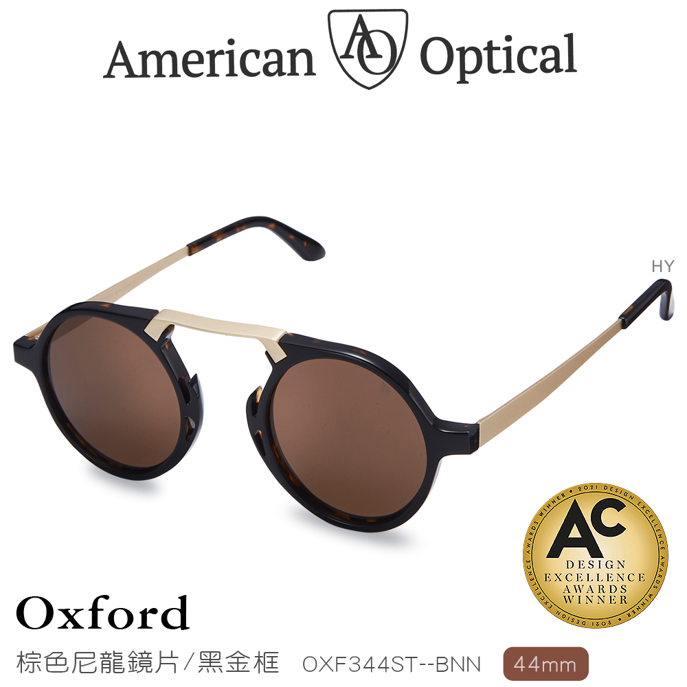A.O. (棕色尼龍鏡片/黑金框44mm)OXF344ST--BNN