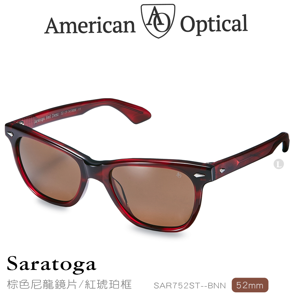 AO Eyewear Saratoga系列太陽眼鏡 (棕色尼龍鏡片/紅琥珀鏡框52mm) SAR752ST--BNN