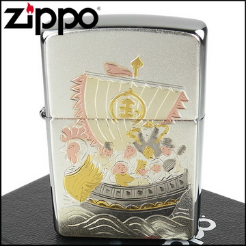 Zippo 日系~傳統藝術-寶船七福神圖案電鑄板貼片加工打火機