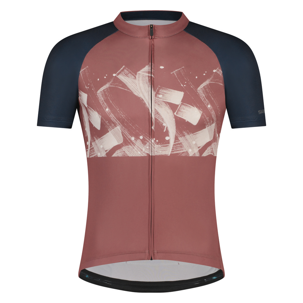 SHIMANO 禧瑪諾 COLORE 男款短袖車衣 褐紫紅色