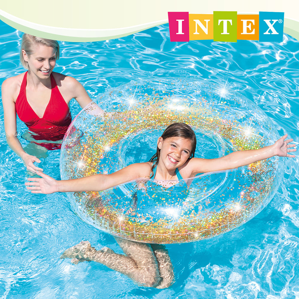 INTEX 閃閃發光華麗泳圈(直徑119cm)-適9歲+2色可選 (56274NP)