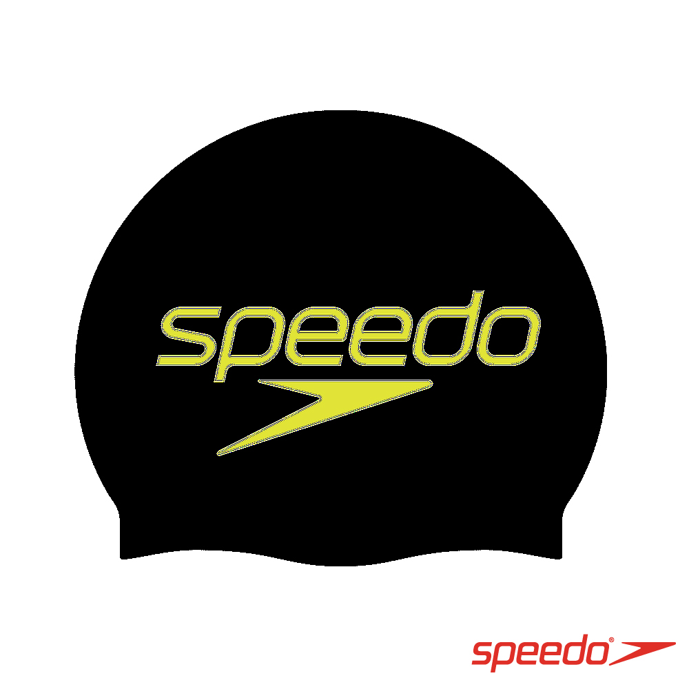 SPEEDO 成人矽膠泳帽 Printed 黑/黃
