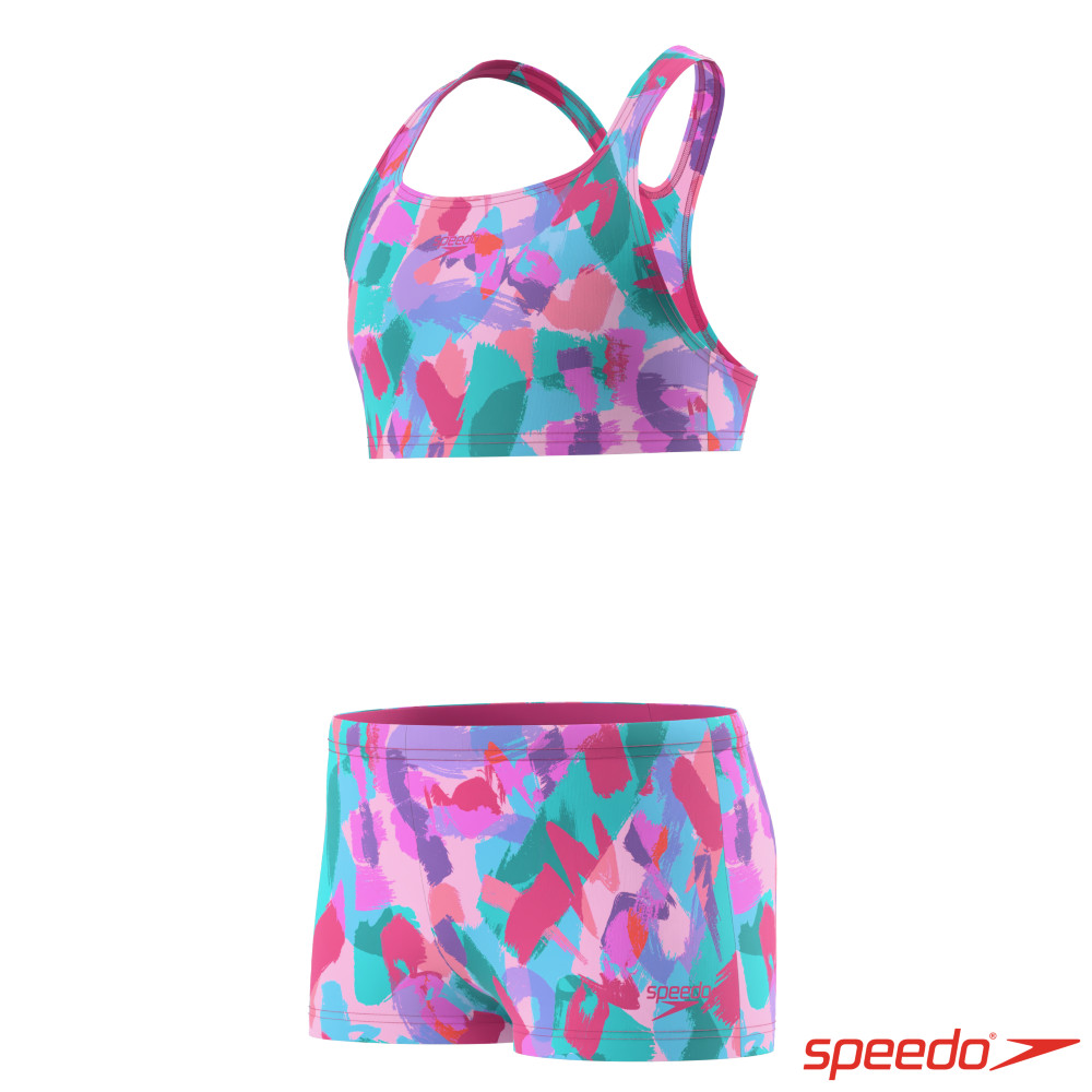 女孩 運動兩件式泳裝 Print Racerback 腮紅粉