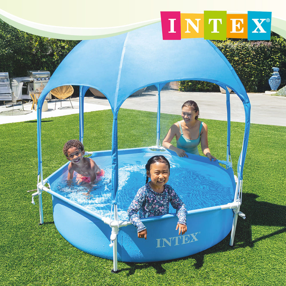 INTEX 遮陽六角形金屬框架泳池183x高38cm(700L) 適用3歲+(28209)