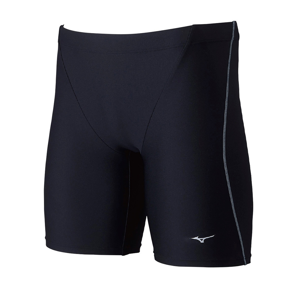 MIZUNO 美津濃 BASIC 男四角泳褲 黑x灰線條 N2MBDA1190