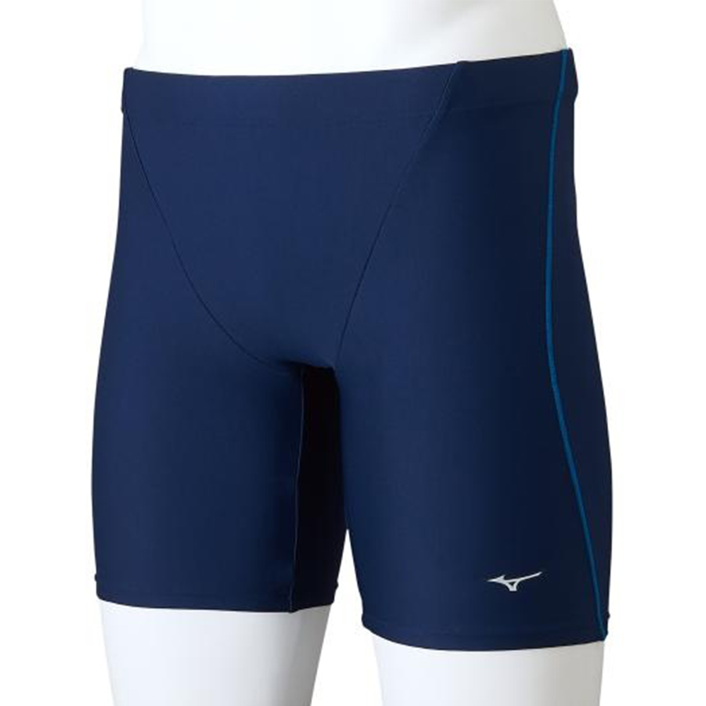 MIZUNO 美津濃 BASIC 男四角泳褲 深藍x藍線條 N2MBDA1182