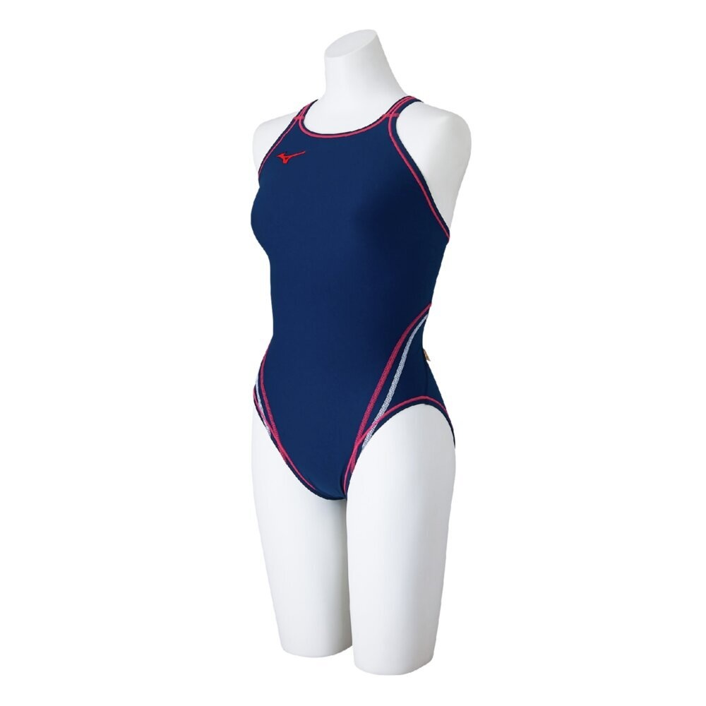 MIZUNO 美津濃 EXER SUITS 女連身泳衣 深藍x粉紫線條 N2MAC26286