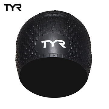 TYR 美國 Long Hair Silicone Cap Black 女用凸點泳帽-黑