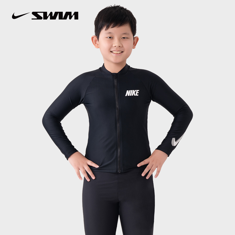 NIKE 耐吉 男孩長袖防曬衣 黑 NESSE829