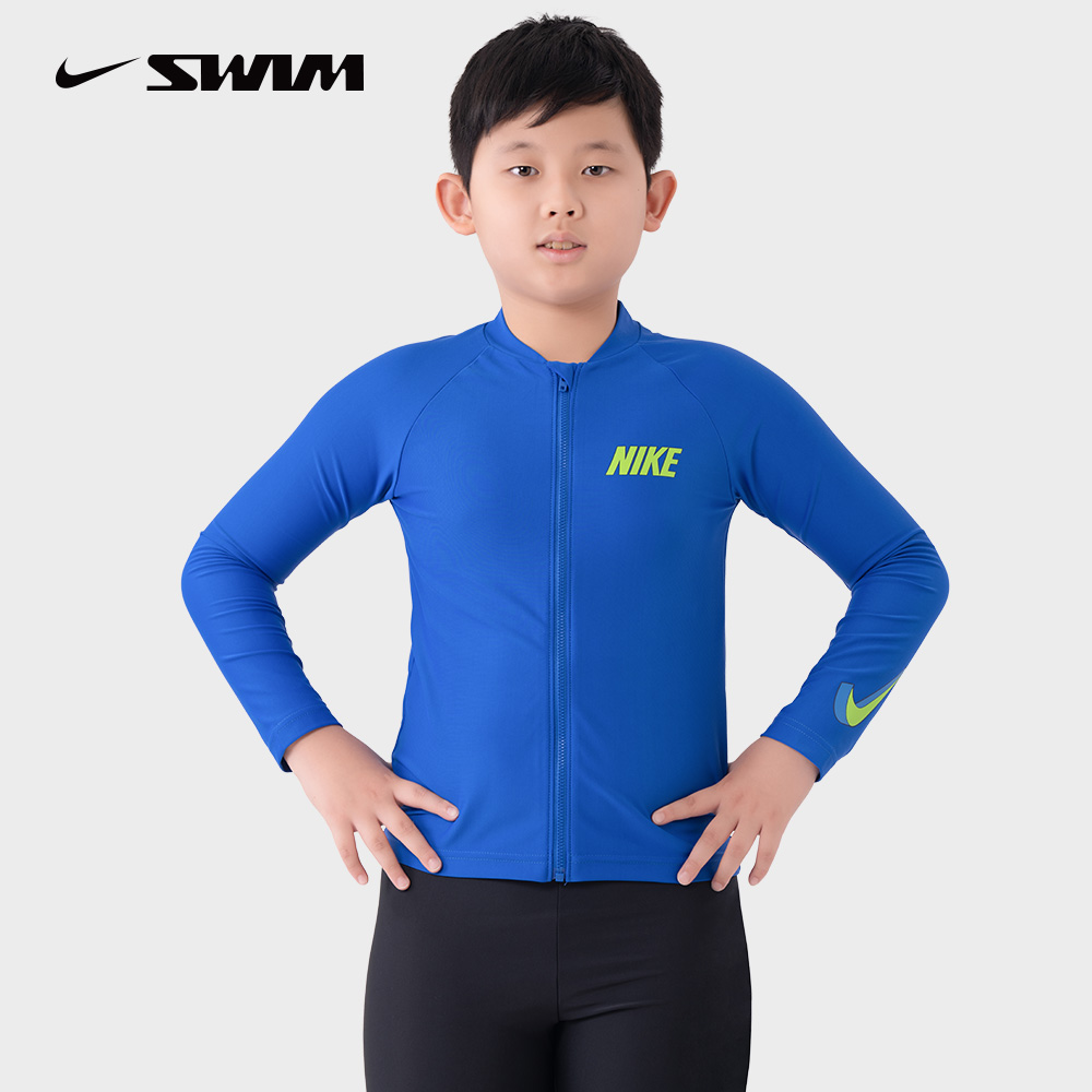 NIKE 耐吉 男孩長袖防曬衣 藍 NESSE829