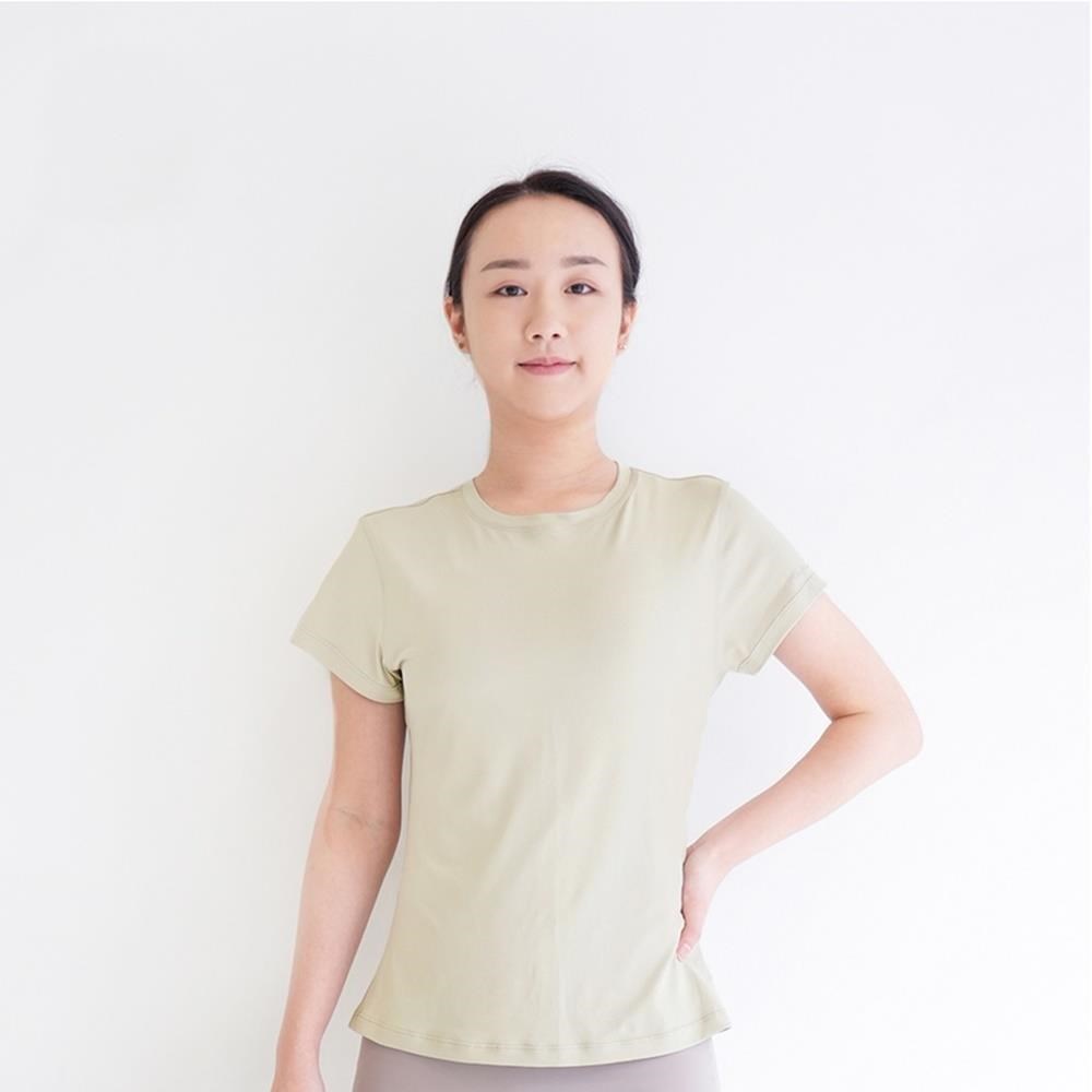 Mukasa DURABLE 簡約短袖運動上衣 - 奶油杏 - MUK-22041